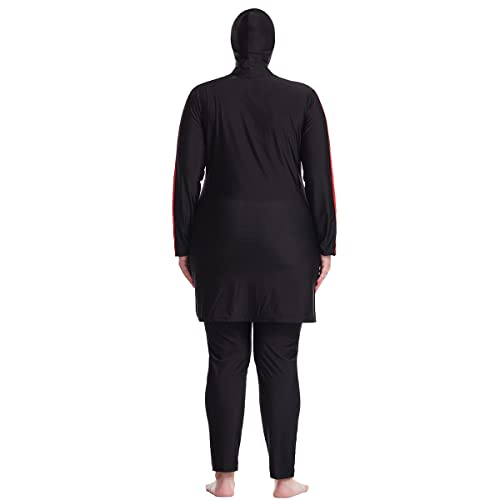 Trajes de baño musulmanes de talla grande para mujer, trajes de baño modestos islámicos Burkini de cobertura completa, 3 piezas de trajes de baño gordo