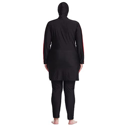 Trajes de baño musulmanes de talla grande para mujer, trajes de baño modestos islámicos Burkini de cobertura completa, 3 piezas de trajes de baño gordo