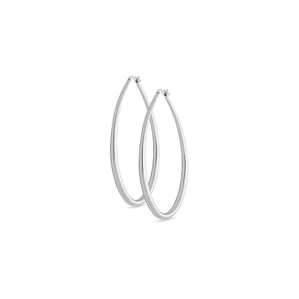 Aretes de aro ovalados de plata hipoalergénicos para mujer