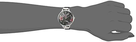 Reloj para mujer con correa plateada y negra.