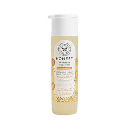 The Honest Company 2Piece Everyday Gentle Sweet Orange Vanilla Shampoo and Body Wash 10 Fl Oz Face and Body Lotion 8.5 Fl Oz Tear Free Naturally Derived Ingredients, Sulfate and Paraben Free Baby Bath