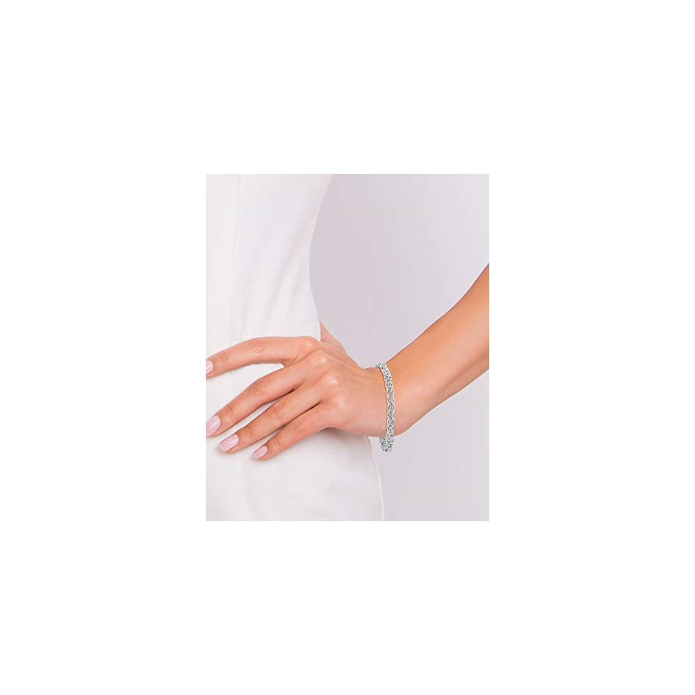 Pulseras y tobilleras bizantina italiana de plata fina