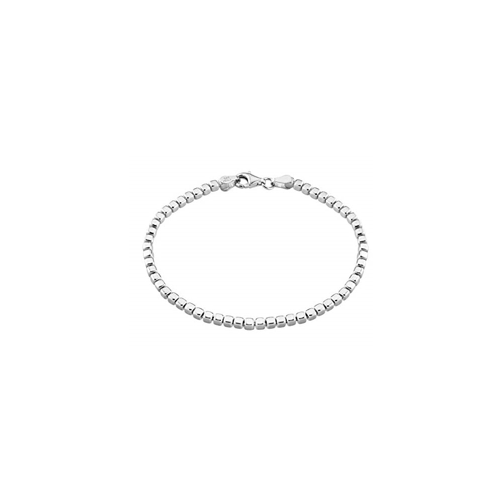 Pulseras de cadena de cuentas de cubo orgánico de plata