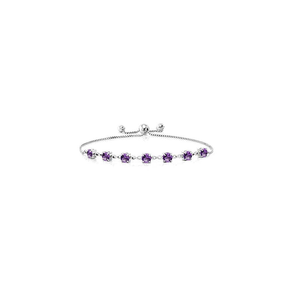 Pulseras ajustable de plata de ley 925 amatista morada