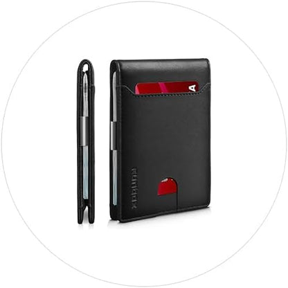 Billetera Slim RUNBOX para Hombre - Cuero, RFID, Bifold