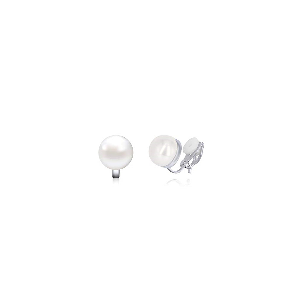 Aretes Clip de perlas de agua dulce simuladas para mujeres