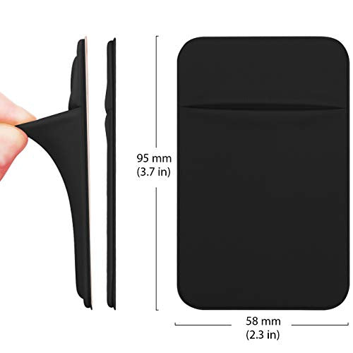 OBVIS Bolsillo para teléfono celular, tarjetero autoadhesivo con adhesivo 3M RFID, tarjetero para tarjeta de crédito ATM, para iPhone Android, 2 unidades, color negro