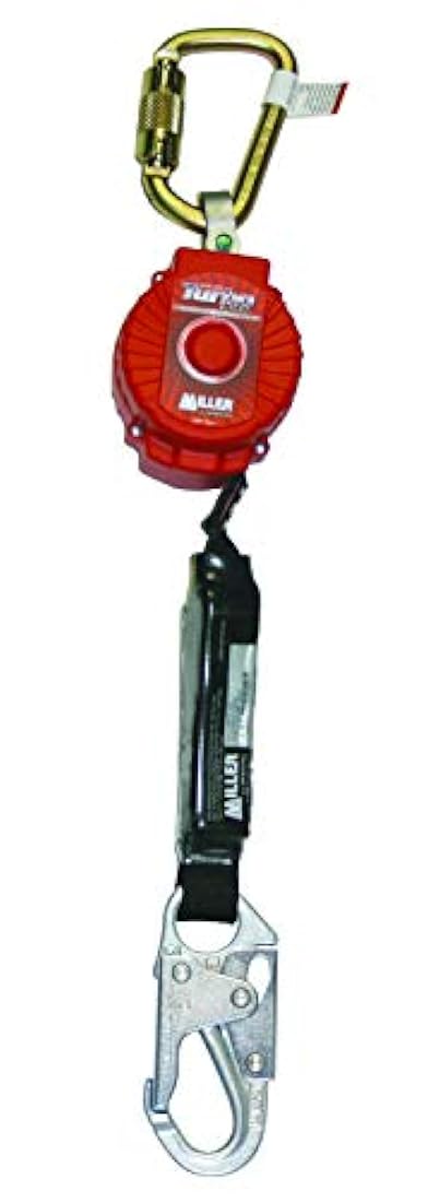 Miller TurboLite - Limitador de caída personal de 6 pies con mosquetón de acero con extremo de unidad y gancho de cierre de acero con extremo de cordón (MFL-1-Z7/6FT)