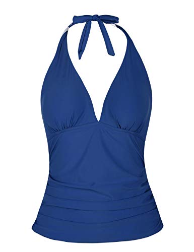 Parte superior de tankini para natación, con cuello profundo