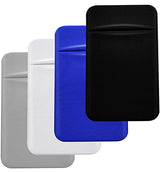 Paquete de 4 soportes para tarjetas de teléfono celular con adhesivo adhesivo para la parte posterior del teléfono, fundas elásticas para tarjetas de identificación, bolsillo para tarjetas de crédito, billetera para teléfonos inteligentes Android