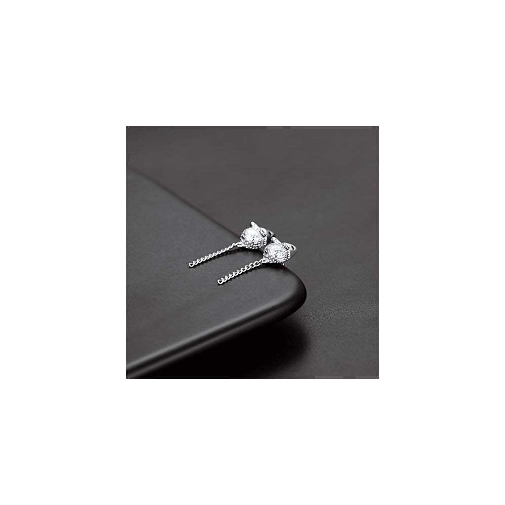 Aretes colgantes de plata con diseño para mujeres