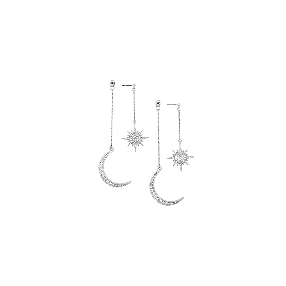 Aretes largos colgantes para mujeres diseño sol y luna