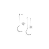 Aretes largos colgantes para mujeres diseño sol y luna