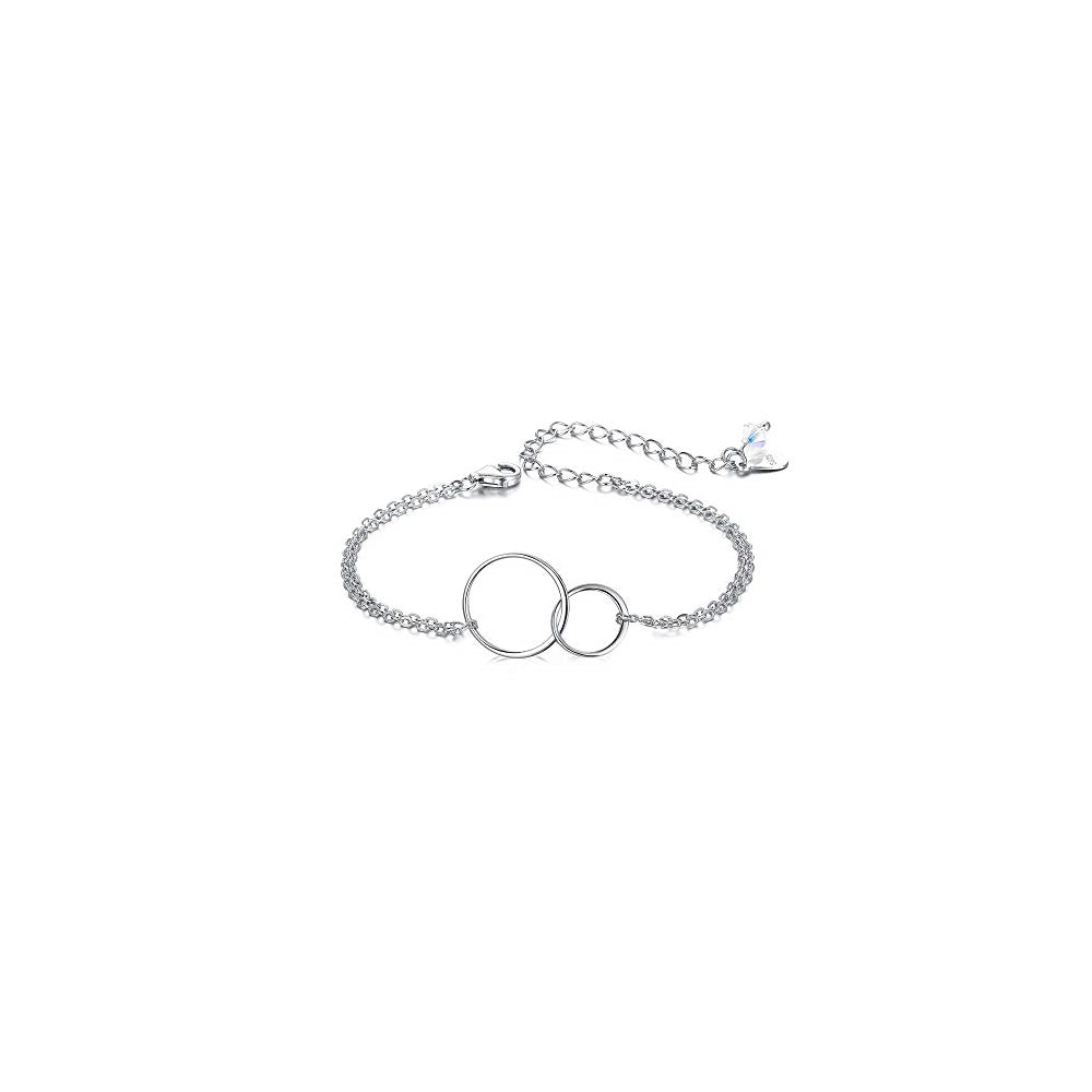 Pulseras de plata de ley 925 con dos círculos dobles