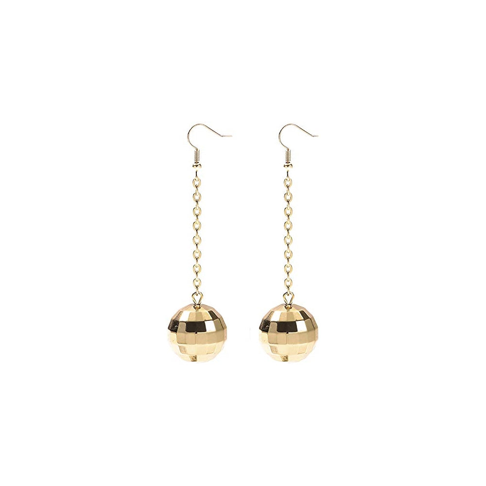 Aretes colgantes de bola de discoteca para mujer