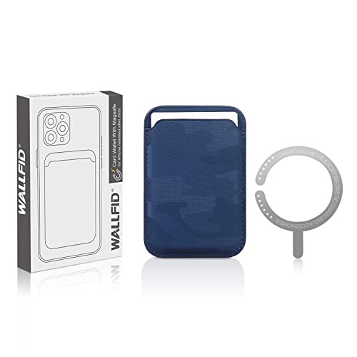Magsafe - Cartera de piel compatible con iPhone 12/13 Mini/Pro/Max, tarjetero RFID con imán MagSafe, azul (Camouflage Blue)
