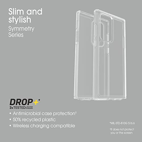 OTTERBOX Symmetry Clear Series - Funda para Galaxy S22 Ultra - Stardust (Silver Flake)