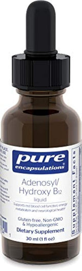 Encapsulaciones puras - Adenosil/Hidroxi B12 líquido - Vitamina B12 para promover la salud del nervio y mitocondrial - 1 fl. oz.
