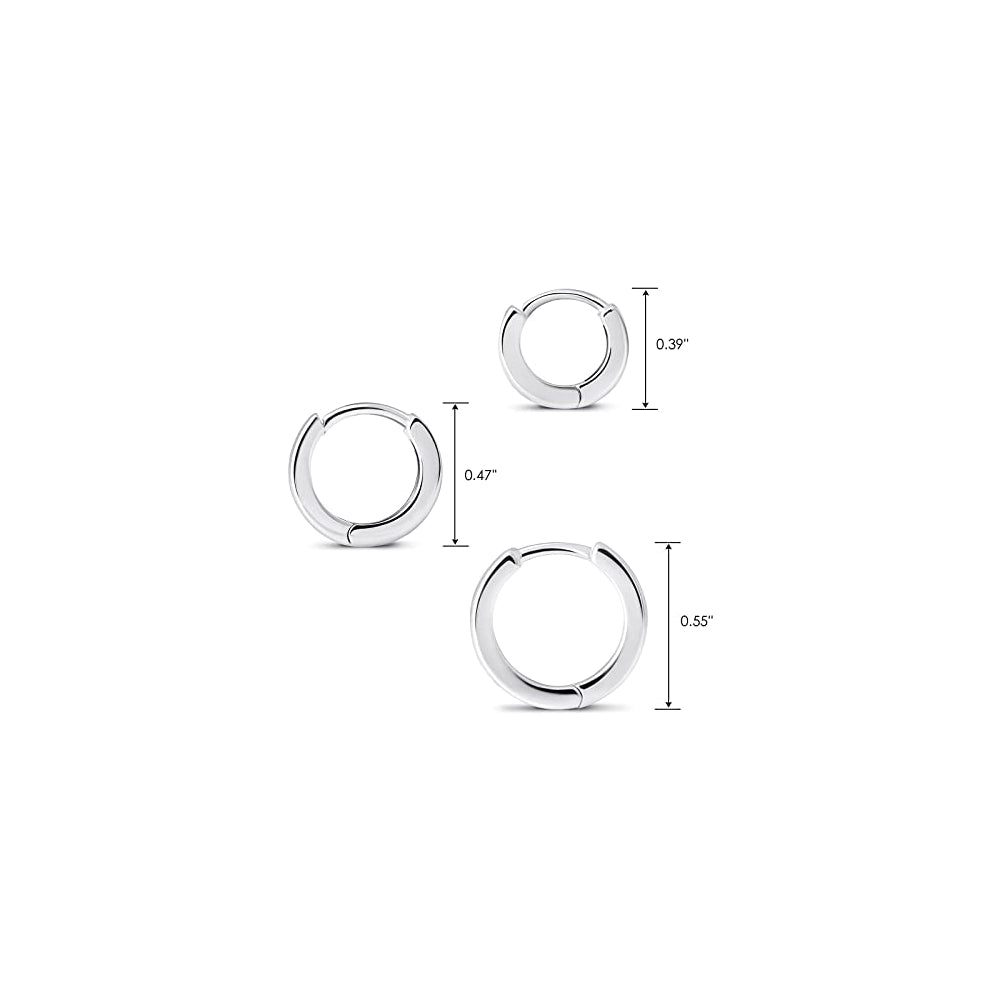 Aretes de plata de aro 3 pares para mujer