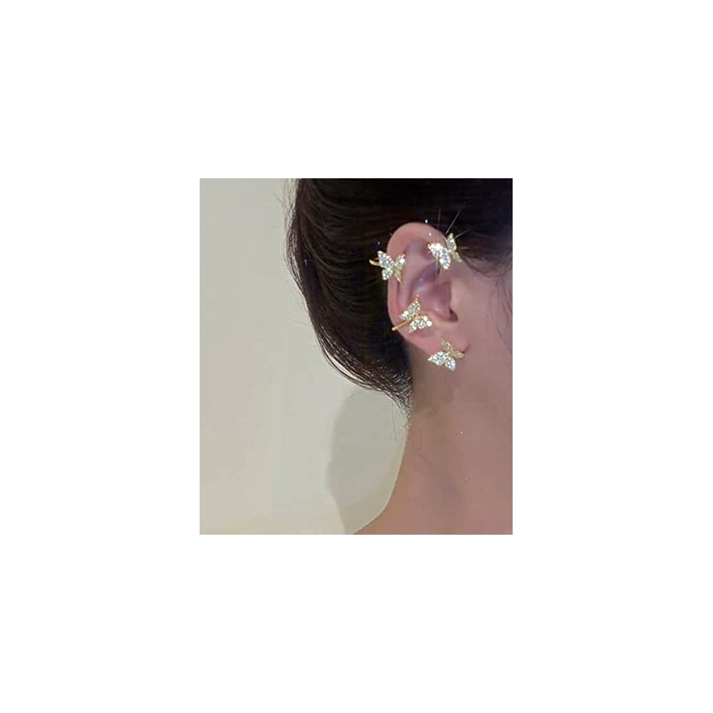 Aretes de mariposa con circonita para mujer