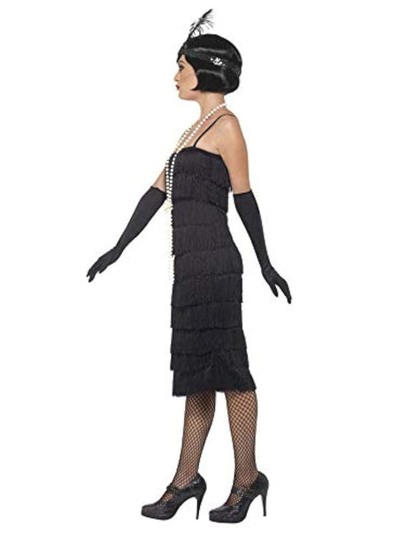 Disfraz de flapper, años 20, color negro, para mujer