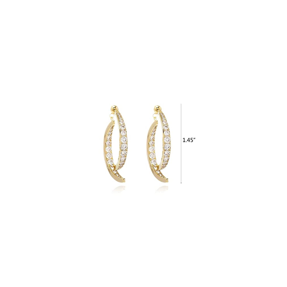 Aretes curvos cruzados hipoalergénicos para mujer