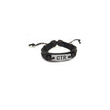 Pulseras y tobilleras de piel auténtica con placa de metal