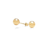 Aretes de bola de oro amarillo de 14 quilates para mujer