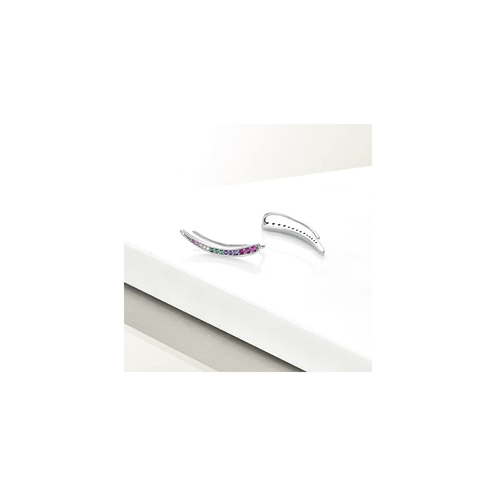 Aretes escaladores de plata esterlina para mujer