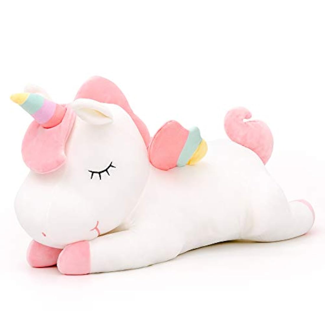 Unicornio peluche juguetes niñas regalos con alas arco iris blanco 12 pulgadas