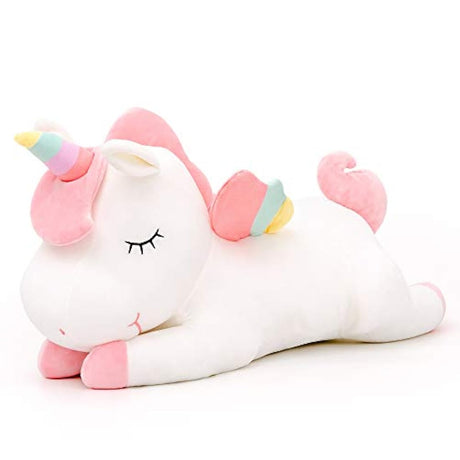 Unicornio peluche juguetes niñas regalos con alas arco iris blanco 12 pulgadas