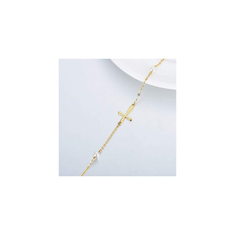 Pulseras de cruz de oro de 14 quilates para mujer