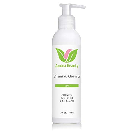 Amara Organics Limpiador facial con 15% de Vitamina C, 6 fl
