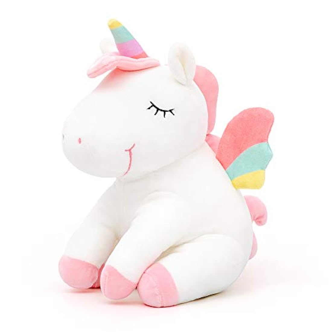 Unicornio peluche juguetes niñas regalos con alas arco iris blanco 12 pulgadas