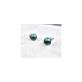 Aretes de perlas de plata con bola redonda para mujeres