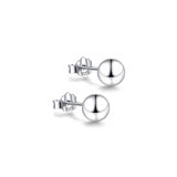 Aretes de bola de plata de oro blanco para mujeres
