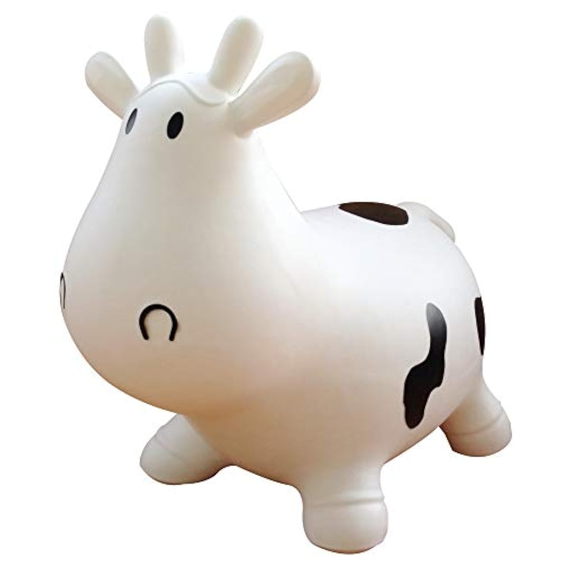 Vaca saltarina blanca con bomba de mano inflable, animal