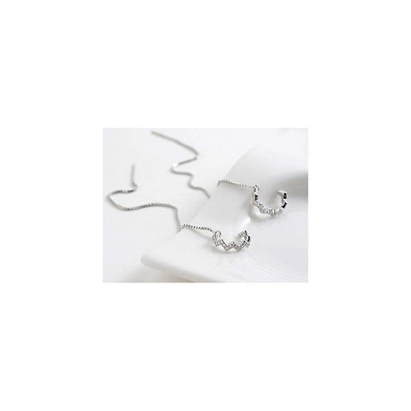 Aretes colgantes de plata con forma de onda para mujeres