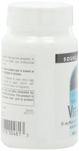 Source Naturals Vitamina E, 400 iu, antioxidante soluble en grasa, 50 tabletas