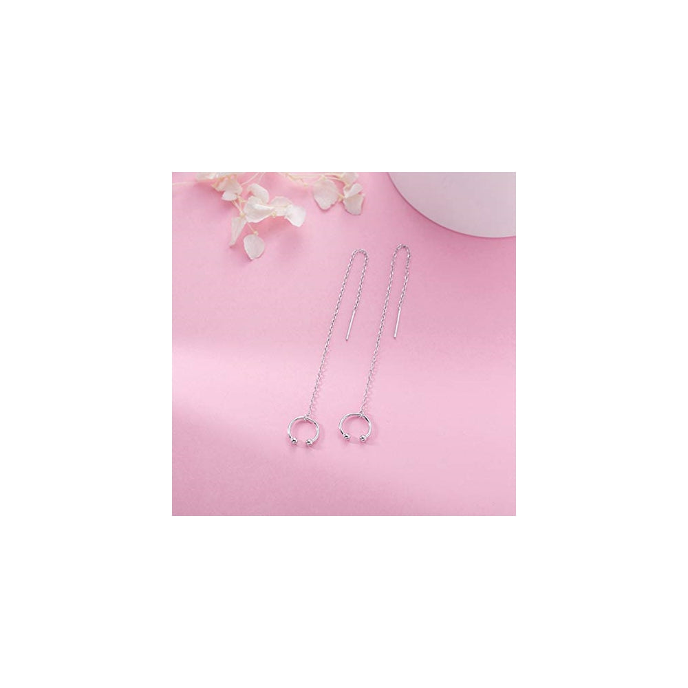 Aretes de plata con borla para mujer