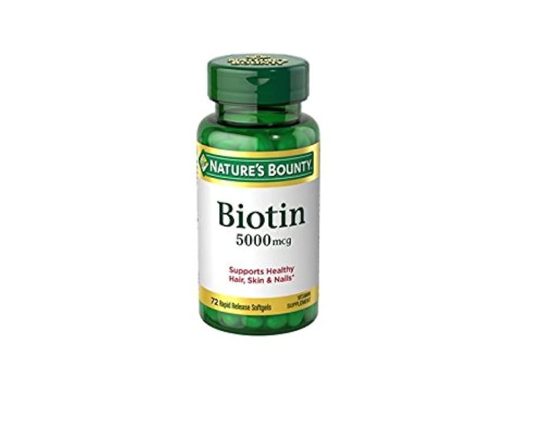 Nature 's Bounty, biotina de súper potencia, 5000 mcg, 72 unidades (60 + 12 bonos), 13430, paquete de de 2, Con, 2
