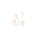 Aretes colgantes  con forma de corazón chapados en oro