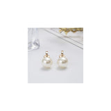 Aretes de clip con perlas de concha de agua dulce para mujer