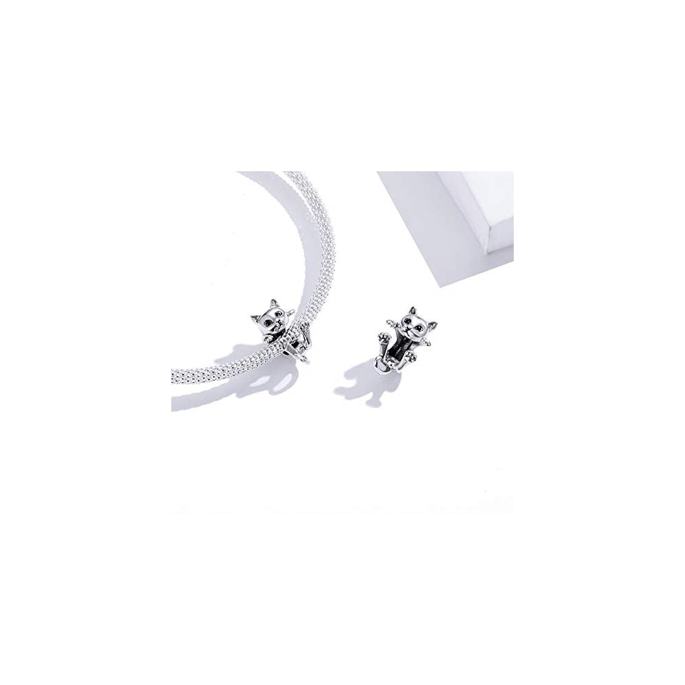 Pulseras de plata de ley 925 con diseño gato