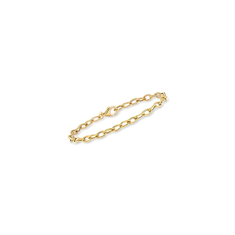 Pulseras de eslabones ovalados de oro amarillo de 18