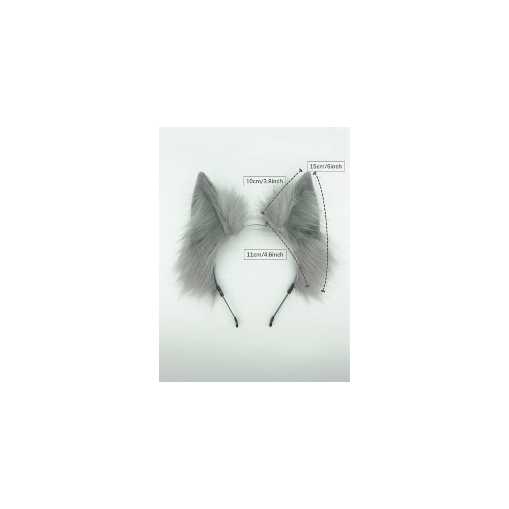 Disfraces de Diadema de orejas de lobo plateado talla única