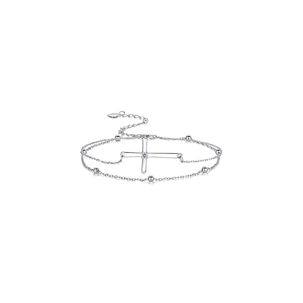 Pulseras para mujer de plata de ley 925 con forma de cruz