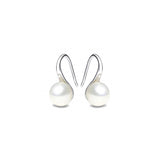Aretes colgantes de plata con perlas color blanco