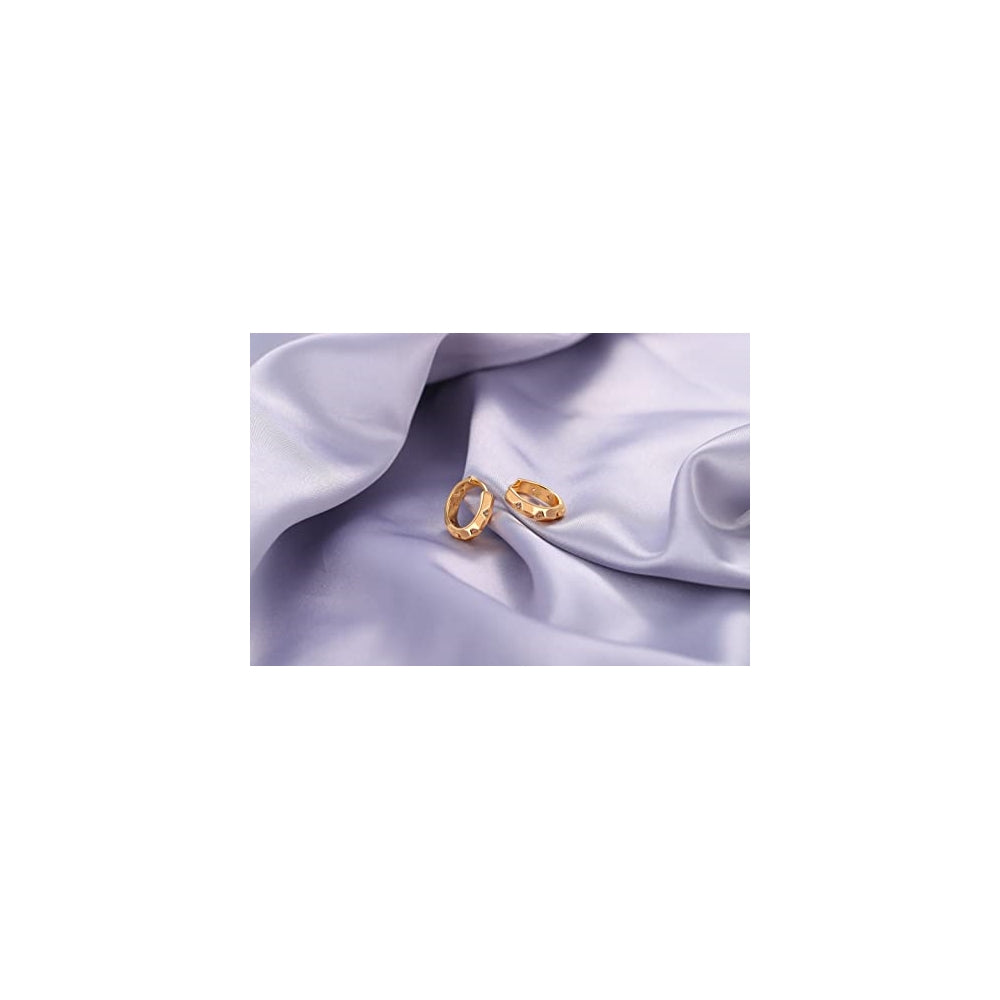 Aretes de aro para mujer chapados en oro de 14 quilates