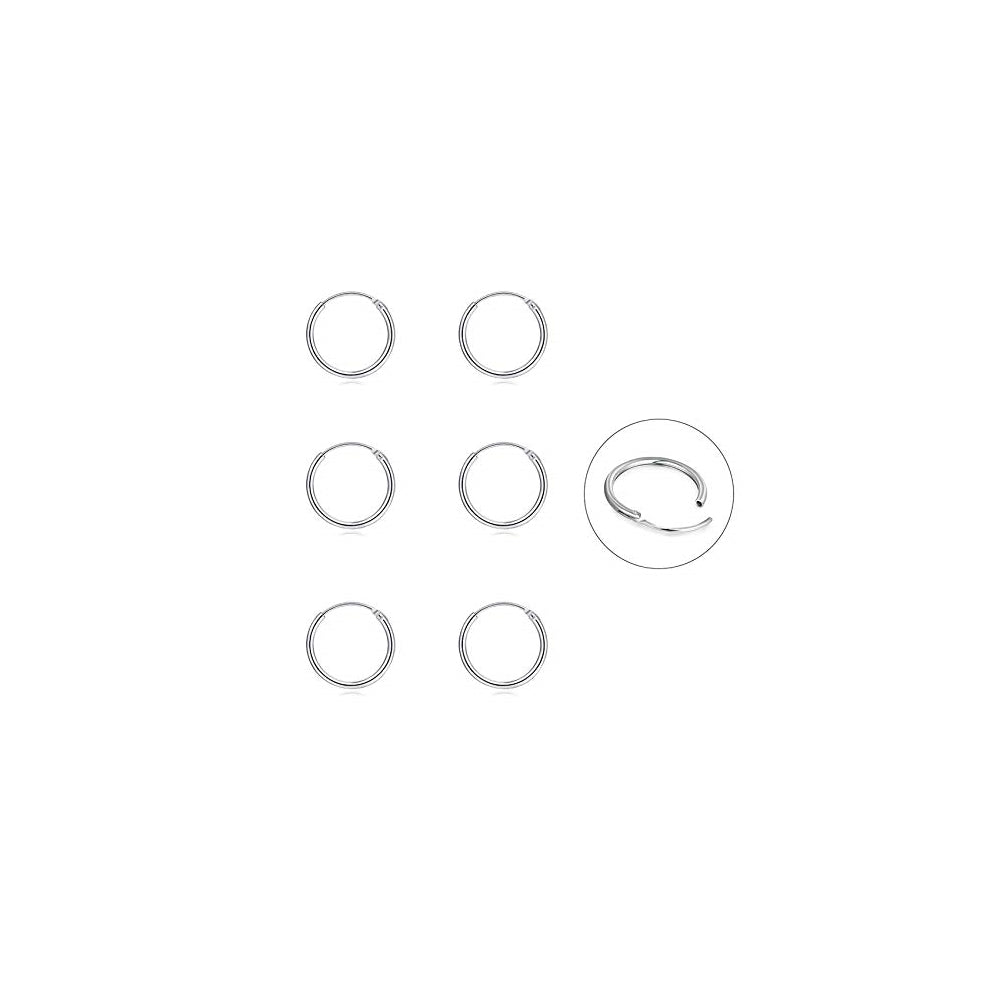 Aretes de aro de plata para mujeres 3 pares de aretes